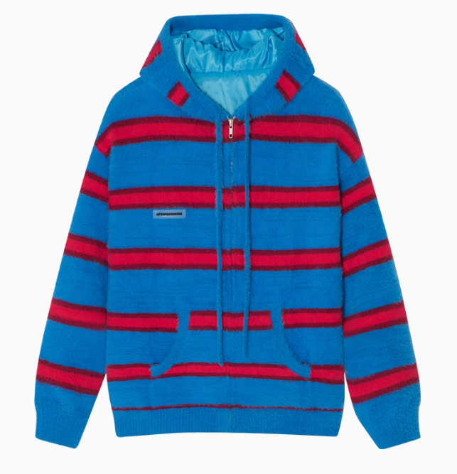 AFGK Striped Zip Hooded Cardigan Sweater