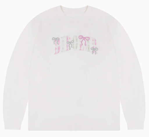 BIPOLAR Colorful Bow Plaid Patch Long-sleeved T-shirt