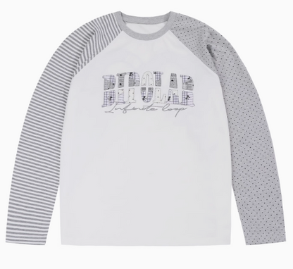 BIPOLAR  Polka Dot Striped Raglan Long-sleeves T-shirts