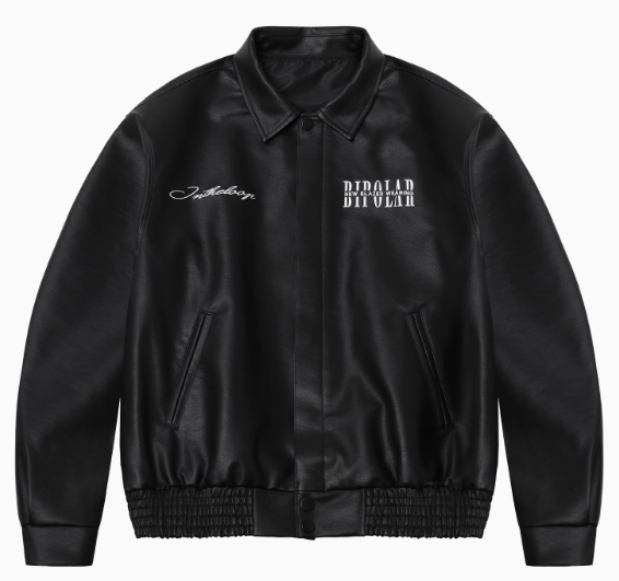 BIPOLAR Logo Embroidered Leather Jacket