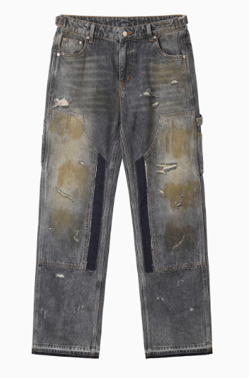 BIPOLAR Washed Dirty Blue Denim Jeans