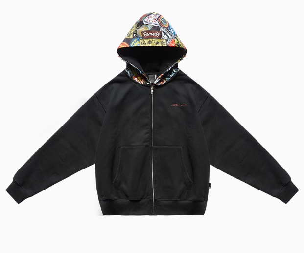 REMEDY Logo Print Hooded Sweatshirt
