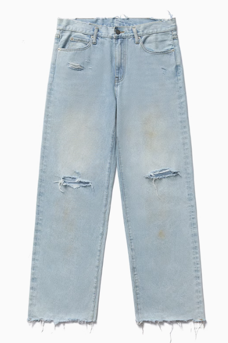 REMEDY Washed Ripped Straight-leg Jeans