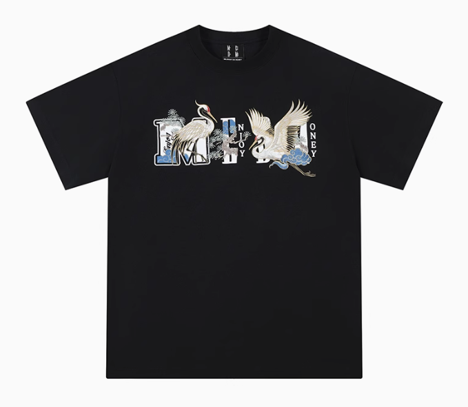MEDM Crane Embroidered Short-sleeve T-shirt