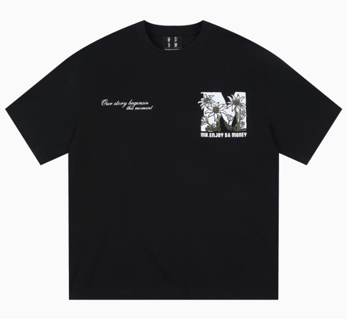 MEDM Large M Hand-painted Daisy Flower Short-sleeved T-shirt