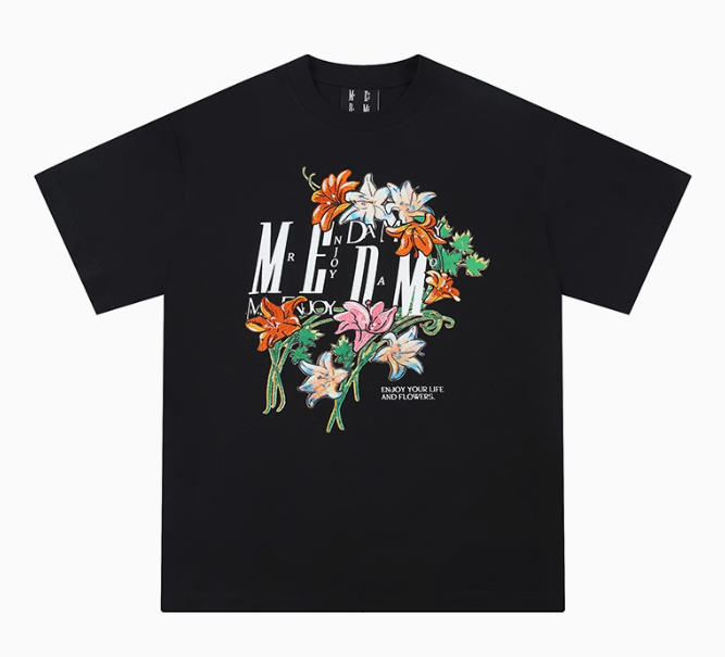 MEDM Twisted Floral Print Short-sleeved T-shirt