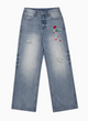 FDR Rose Embroidered Ripped Jeans