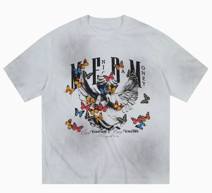 MEDM Angel Butterfly Washed Short Sleeve T-Shirt
