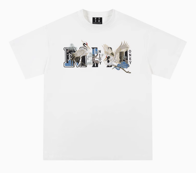 MEDM Crane Embroidered Short-sleeve T-shirt