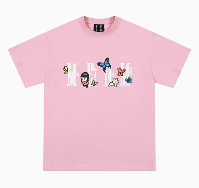 MEDMxNewmasus Butterfly Floral Print Short-sleeved T-shirt