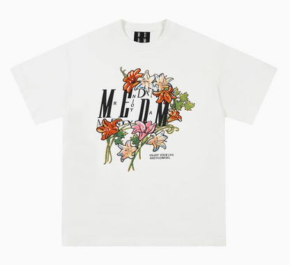 MEDM Twisted Floral Print Short-sleeved T-shirt