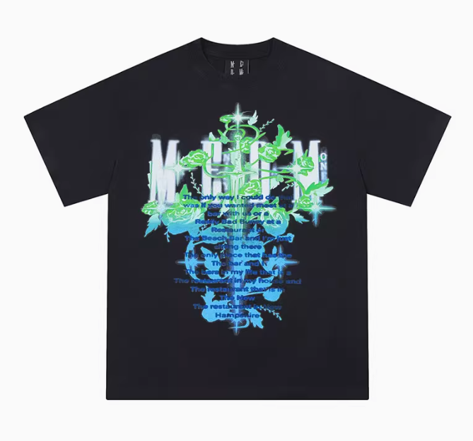 MEDM Rose and Sword Print Short-sleeve T-Shirt