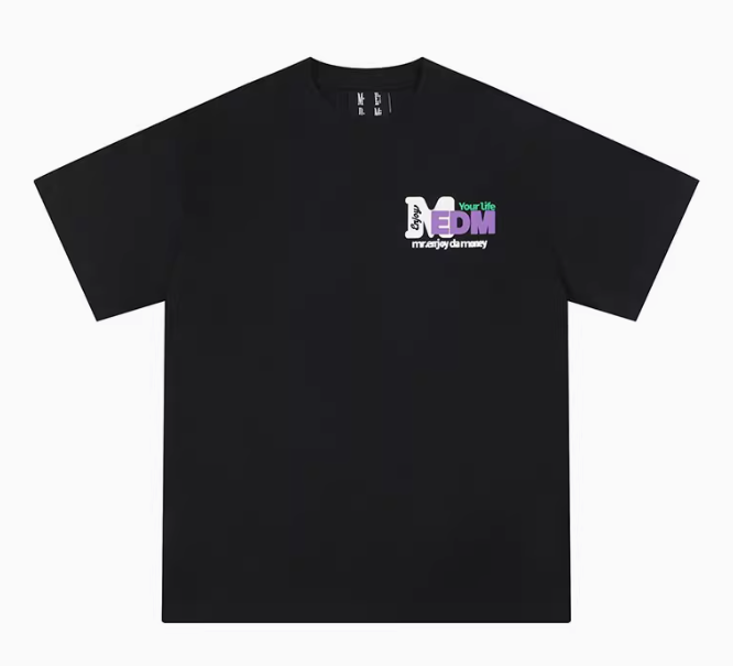 MEDM Retro Graffiti Letters Print Logo Short-sleeve T-Shirt