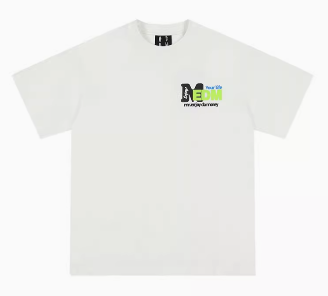 MEDM Retro Graffiti Letters Print Logo Short-sleeve T-Shirt