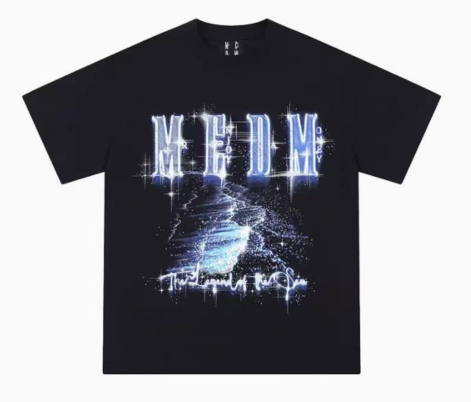 MEDM Heat-set Oil Printed Blue Tears Short-sleeved T-shirt
