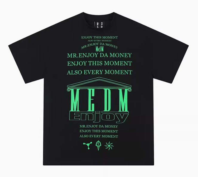 MEDM Letters Printed Luminous Short-sleeved T-shirt