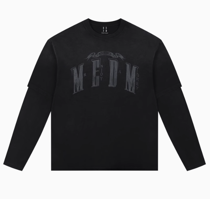 MEDM Washed Distressed Two-piece Long-sleeved T-shirt