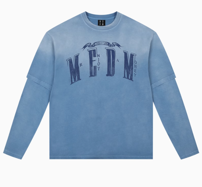 MEDM Washed Distressed Two-piece Long-sleeved T-shirt