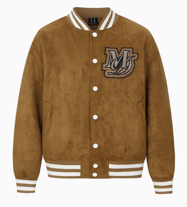 MEDM Suede Diamond-patterned Baseball Jacket