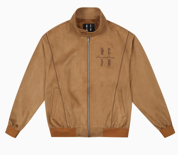 MEDM Stand Collar Suede Paneled Jacket