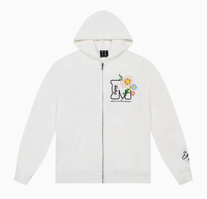 MEDM Chain Embroidered Flower Large M Zipper Hoodie