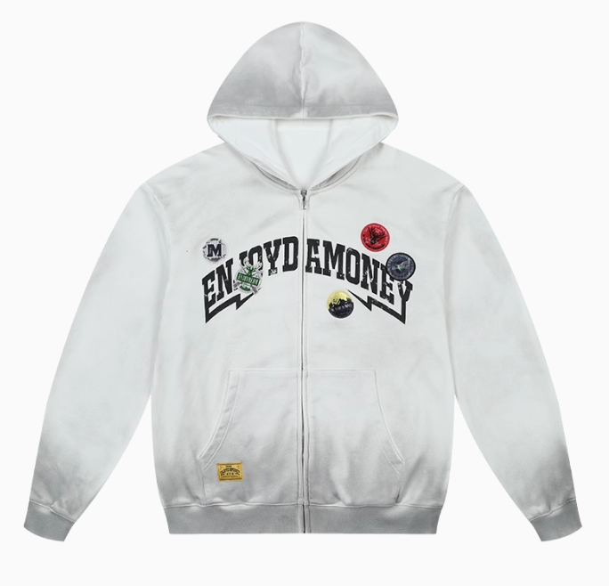 MEDM Hunting Theme Distressed Washed Zipper Hoodie