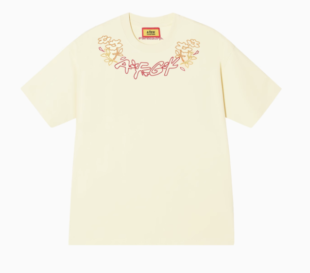 AFGK Floral Necklace Embroidered Short-sleeve T-Shirt