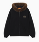 AFGK Retro Fur Collar Embroidered Hooded Cardigan Sweatshirt