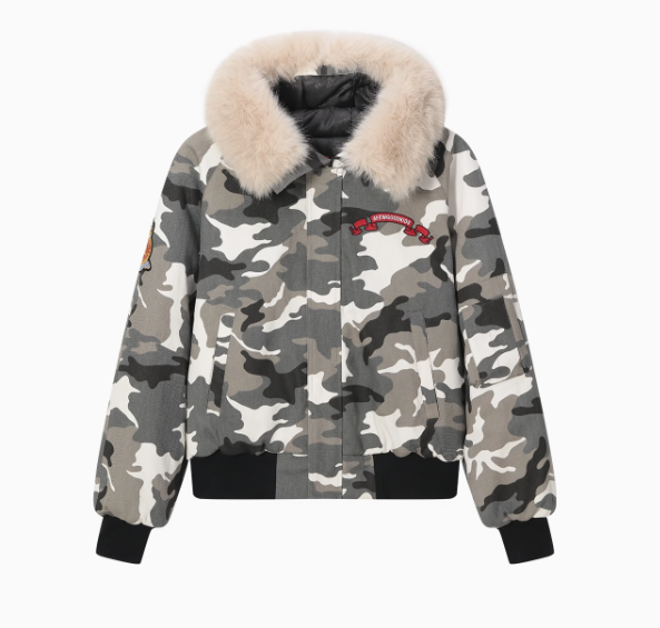 AFGK Camouflage Fur Collar Cotton Jacket