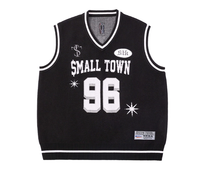 STK 96 Number Embroidered V-Neck Knit Vest