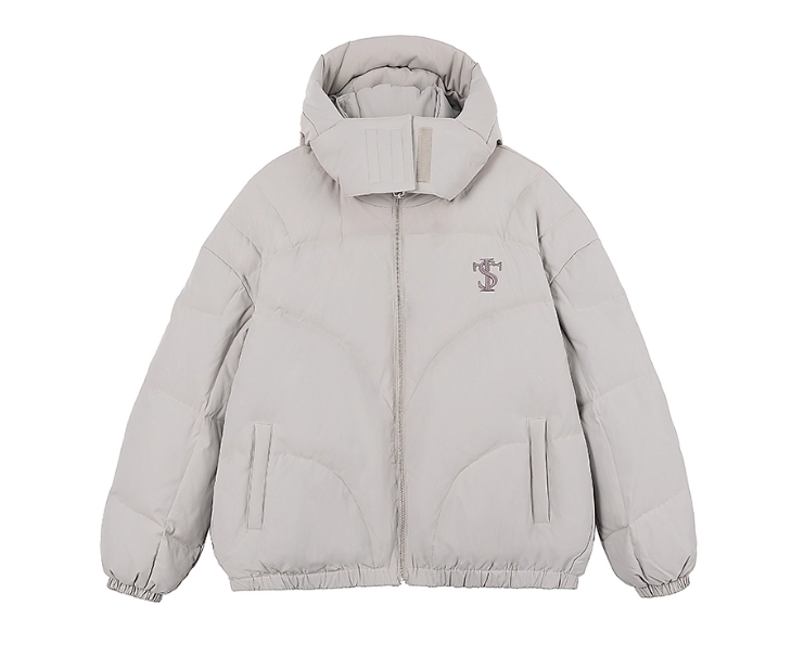 STK Vintage Quilted Embroidered Hooded Down Jacket