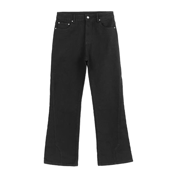 STK Wavy Line Slight Flared Waterwashed Jeans