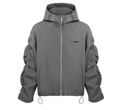 STK Vintage Ruched Split Hooded Jacket