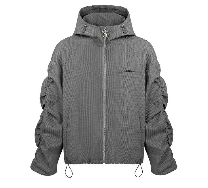 STK Vintage Ruched Split Hooded Jacket