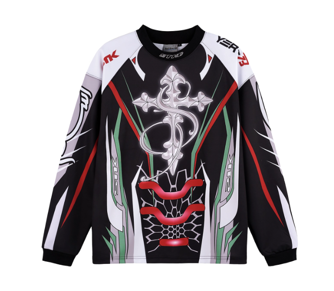 STK High-Density White Ink Direct Print Motorcycle Long-Sleeve T-Shirt