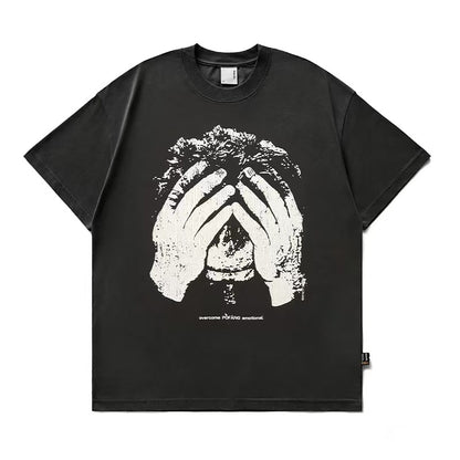 REMEDY Portrait Crackle Print Short-sleeved T-shirt