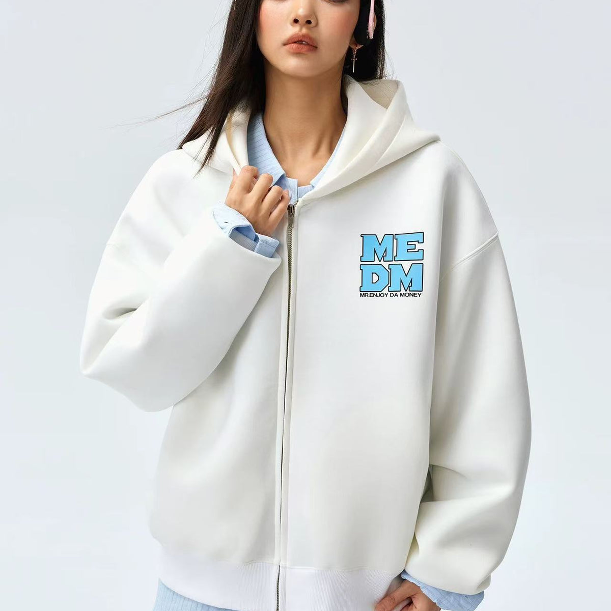 MEDM Four-letter Logo Air Layer Zipper Sweatshirt