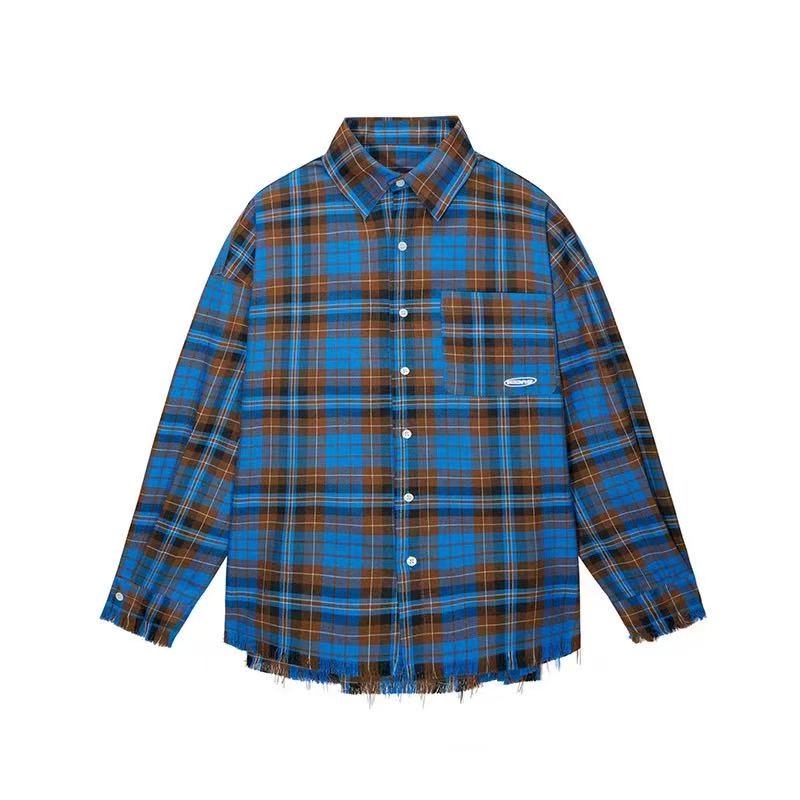 ICONSLAB Plaid Hem Long Sleeve T-shirt