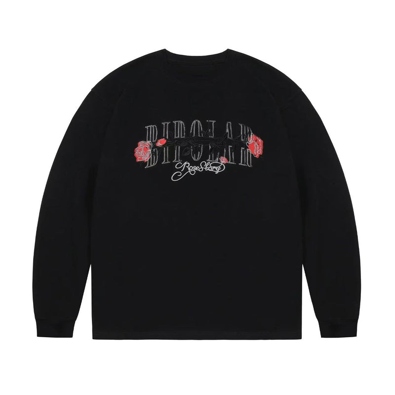 BIPOLAR Neon Rose Embroidered Long-sleeves T-shirts