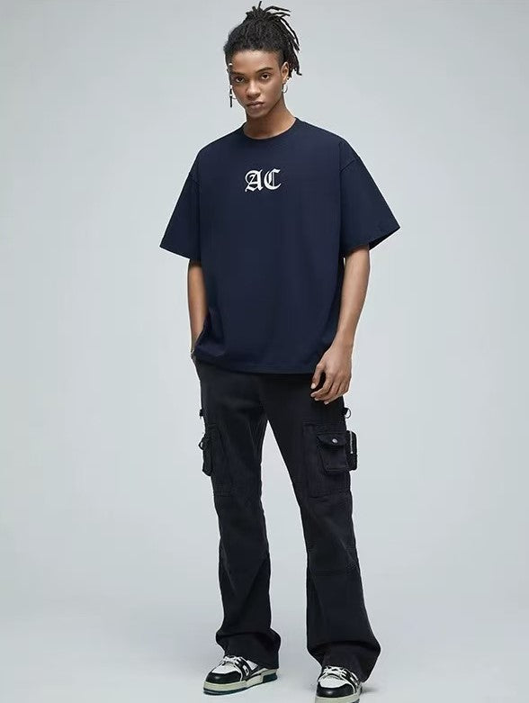 ACHOCK Multicolor Basic Logo Letter Print Short-sleeves T-shirts