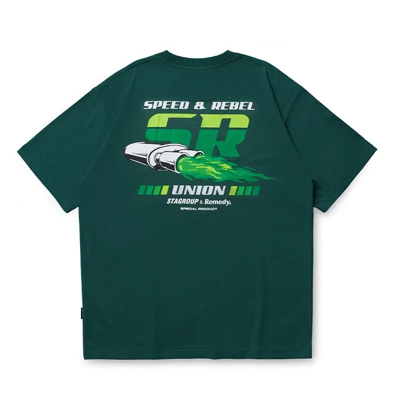 REMEDYxSTA SR Car Engine Printed Short-sleeve T-shirt