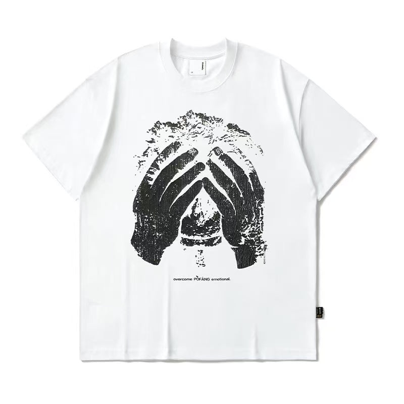 REMEDY Portrait Crackle Print Short-sleeved T-shirt