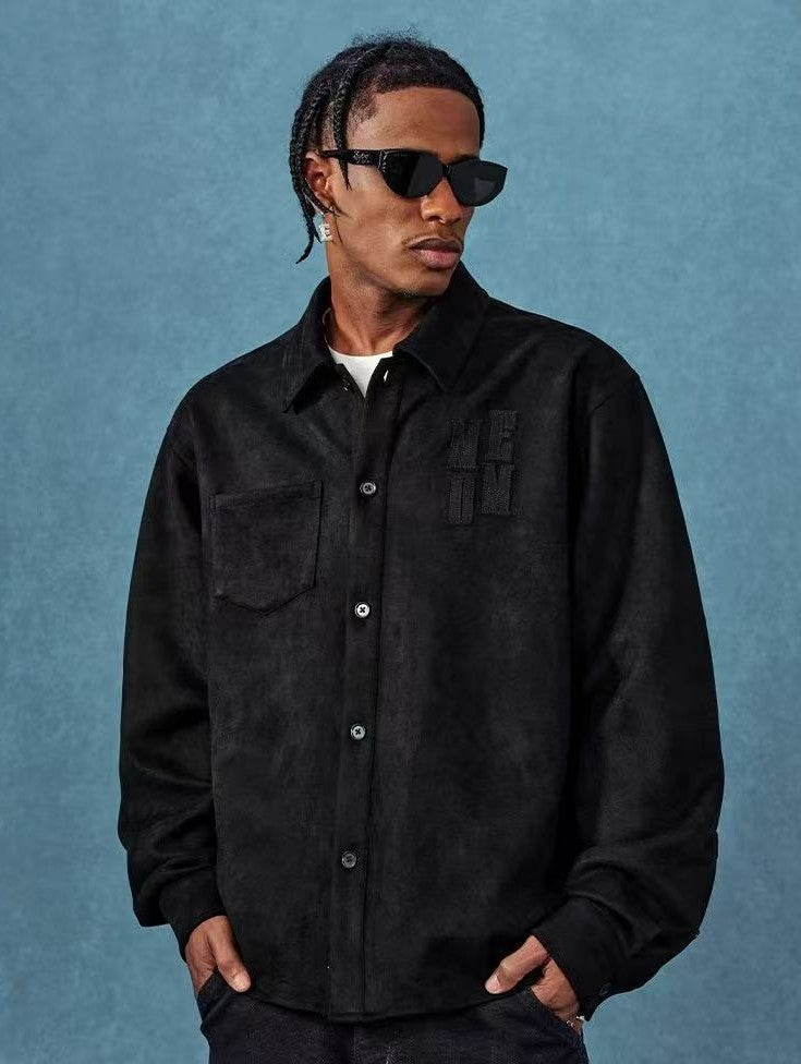 MEDM  Basic Logo Suede Shirt Jacket