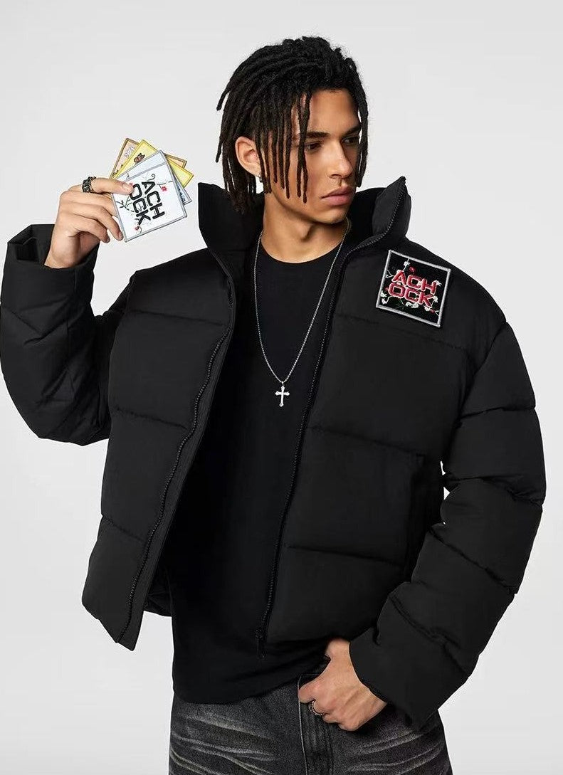 ACHOCK Waffle Logo Designed Velcro Warm Cotton Coat