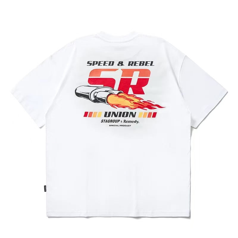 REMEDYxSTA SR Car Engine Printed Short-sleeve T-shirt