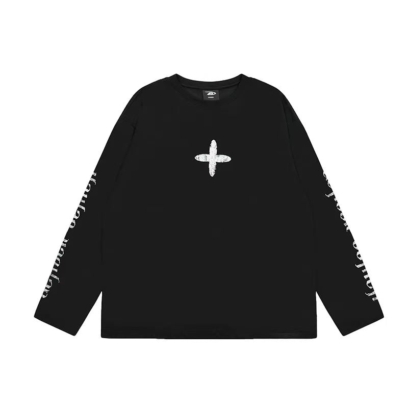ACHOCK Retro Simple Cross Long-sleeved Tee