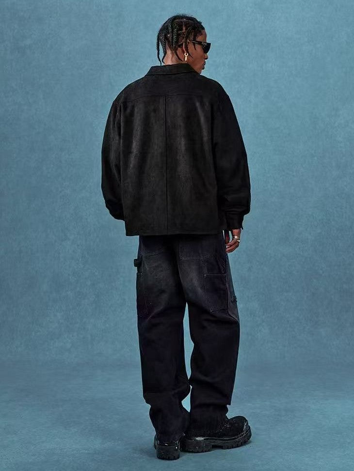 MEDM  Basic Logo Suede Shirt Jacket