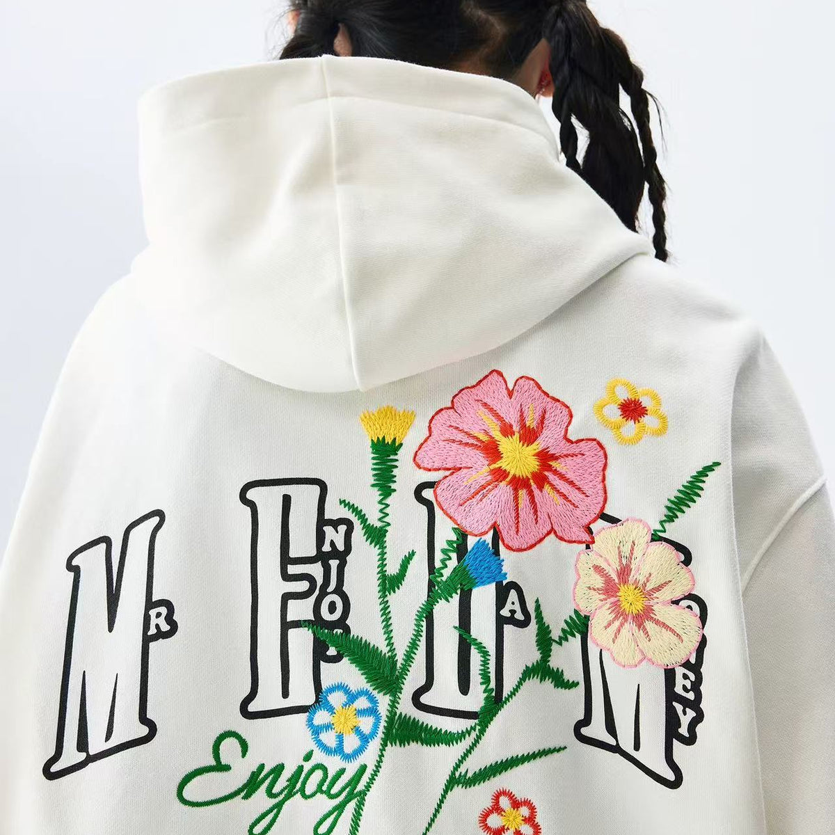 MEDM Chain Embroidered Flower Large M Zipper Hoodie