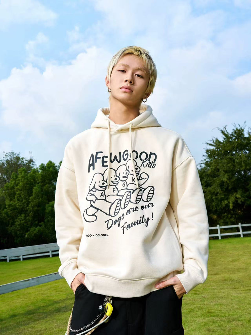 AFGK  Friendly Puppy Cartoon Plush Hoodie