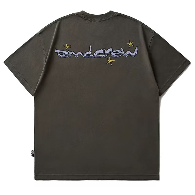 REMEDY Hand-painted Stars Print Short-sleeved T-shirt